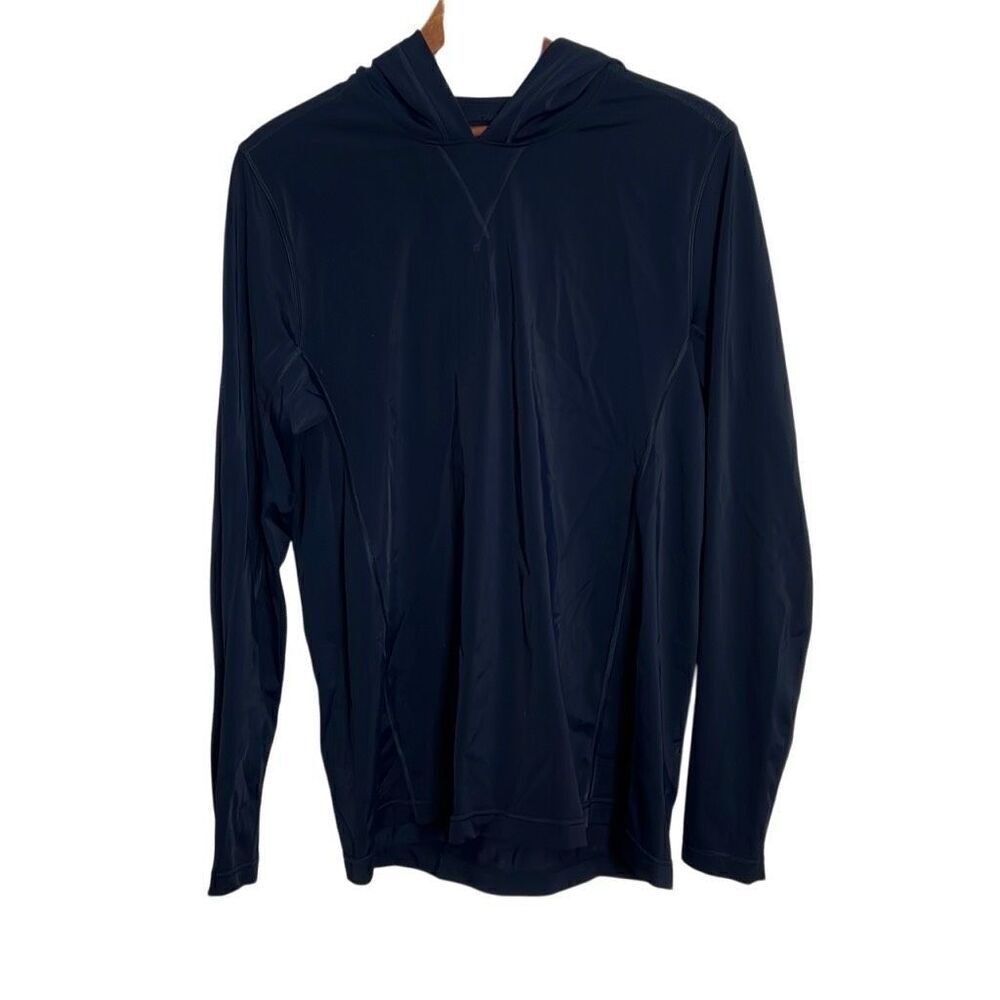 Lands' End Stretch Pullover Long Sleeve Hooded T-Shirt Black Size Small